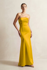 Strapless Satin Mermaid Bridesmaid Dress in Marigold - KISS BRIDAL Bridesmaid Dresses