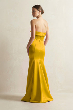 Strapless Satin Mermaid Bridesmaid Dress in Marigold - KISS BRIDAL Bridesmaid Dresses