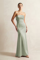 Strapless Satin Mermaid Bridesmaid Dress in Matcha - KISS BRIDAL Bridesmaid Dresses
