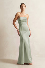 Strapless Satin Mermaid Bridesmaid Dress in Matcha - KISS BRIDAL Bridesmaid Dresses