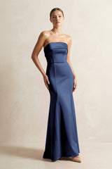 Strapless Satin Mermaid Bridesmaid Dress in Navy - KISS BRIDAL Bridesmaid Dresses