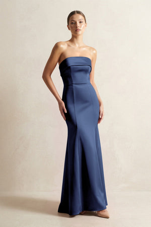 Strapless Satin Mermaid Bridesmaid Dress in Navy - KISS BRIDAL Bridesmaid Dresses