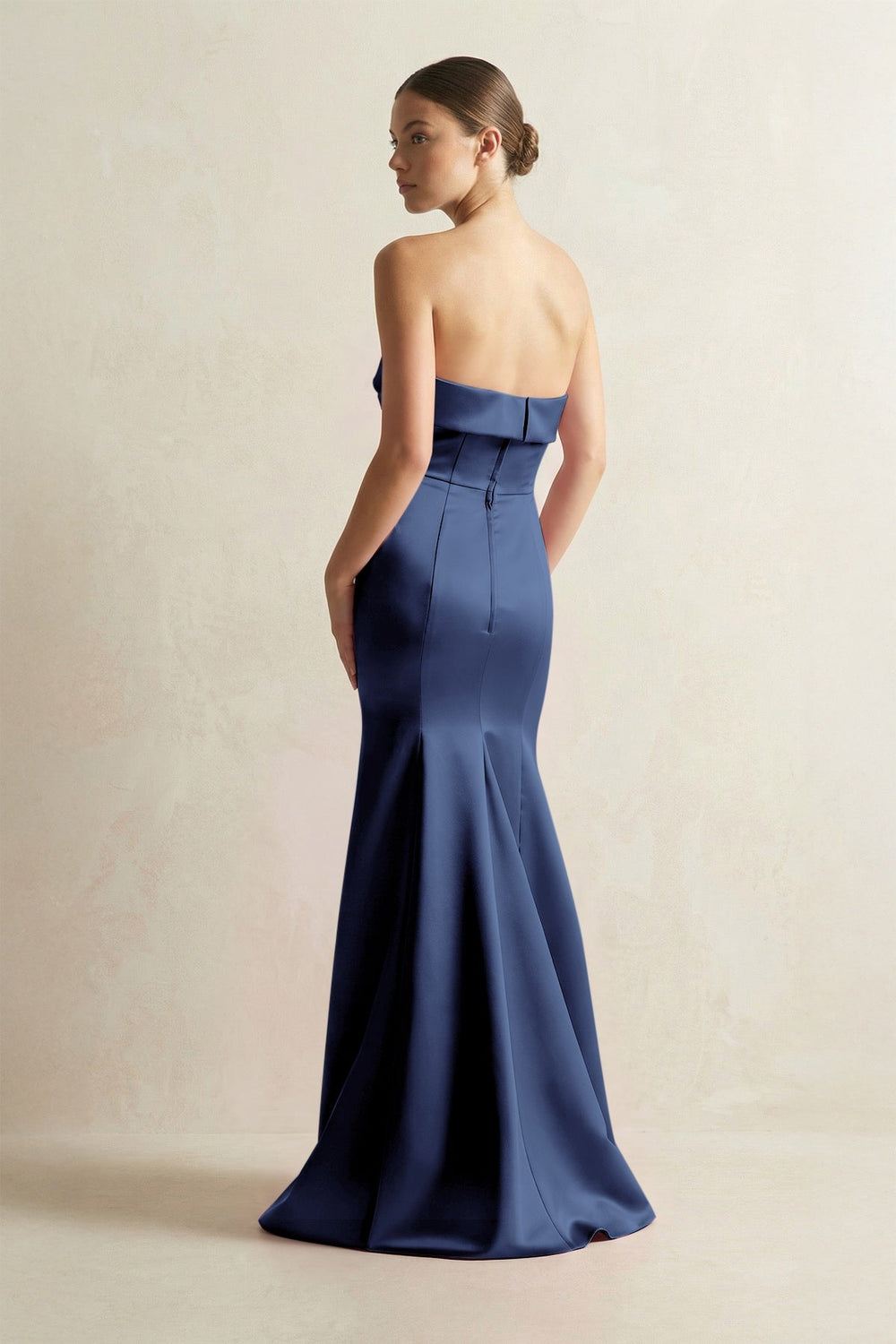 Strapless Satin Mermaid Bridesmaid Dress in Navy - KISS BRIDAL Bridesmaid Dresses