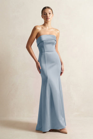 Strapless Satin Mermaid Bridesmaid Dress in Neptune - KISS BRIDAL Bridesmaid Dresses