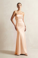 Strapless Satin Mermaid Bridesmaid Dress in Pale Blush - KISS BRIDAL Bridesmaid Dresses