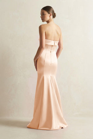 Strapless Satin Mermaid Bridesmaid Dress in Pale Blush - KISS BRIDAL Bridesmaid Dresses