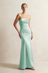 Strapless Satin Mermaid Bridesmaid Dress in Pale Pistachio - KISS BRIDAL Bridesmaid Dresses
