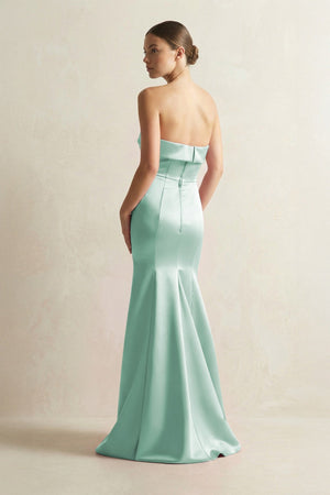 Strapless Satin Mermaid Bridesmaid Dress in Pale Pistachio - KISS BRIDAL Bridesmaid Dresses
