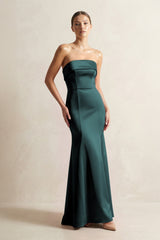 Strapless Satin Mermaid Bridesmaid Dress in Pine - KISS BRIDAL Bridesmaid Dresses