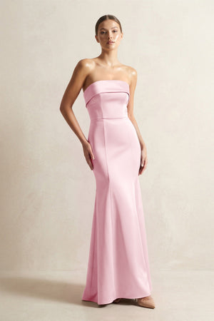 Strapless Satin Mermaid Bridesmaid Dress in Pink - KISS BRIDAL Bridesmaid Dresses