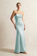Strapless Satin Mermaid Bridesmaid Dress in Sage - KISS BRIDAL Bridesmaid Dresses