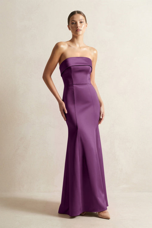 Strapless Satin Mermaid Bridesmaid Dress in Sangria - KISS BRIDAL Bridesmaid Dresses