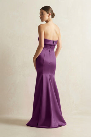 Strapless Satin Mermaid Bridesmaid Dress in Sangria - KISS BRIDAL Bridesmaid Dresses
