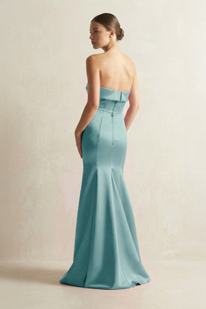 Strapless Satin Mermaid Bridesmaid Dress in Sea Glass - KISS BRIDAL Bridesmaid Dresses