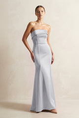 Strapless Satin Mermaid Bridesmaid Dress in Silver - KISS BRIDAL Bridesmaid Dresses