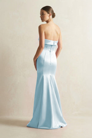 Strapless Satin Mermaid Bridesmaid Dress in Sky Blue - KISS BRIDAL Bridesmaid Dresses