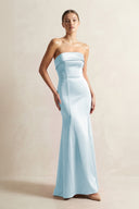Strapless Satin Mermaid Bridesmaid Dress in Sky Blue - KISS BRIDAL Bridesmaid Dresses