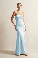 Strapless Satin Mermaid Bridesmaid Dress in Sky Blue - KISS BRIDAL Bridesmaid Dresses