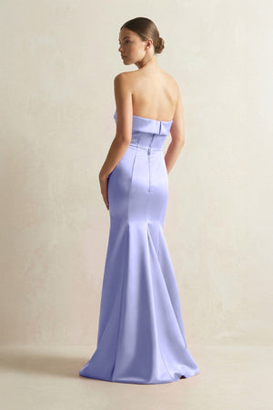 Strapless Satin Mermaid Bridesmaid Dress in Steel Blue - KISS BRIDAL Bridesmaid Dresses