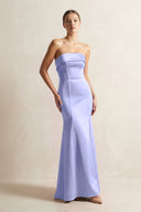 Strapless Satin Mermaid Bridesmaid Dress in Steel Blue - KISS BRIDAL Bridesmaid Dresses