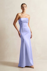 Strapless Satin Mermaid Bridesmaid Dress in Steel Blue - KISS BRIDAL Bridesmaid Dresses