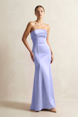 Strapless Satin Mermaid Bridesmaid Dress in Steel Blue - KISS BRIDAL Bridesmaid Dresses