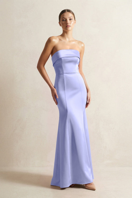 Strapless Satin Mermaid Bridesmaid Dress in Steel Blue - KISS BRIDAL Bridesmaid Dresses