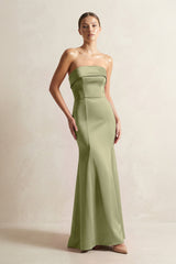 Strapless Satin Mermaid Bridesmaid Dress in Thyme - KISS BRIDAL Bridesmaid Dresses