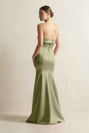 Strapless Satin Mermaid Bridesmaid Dress in Thyme - KISS BRIDAL Bridesmaid Dresses