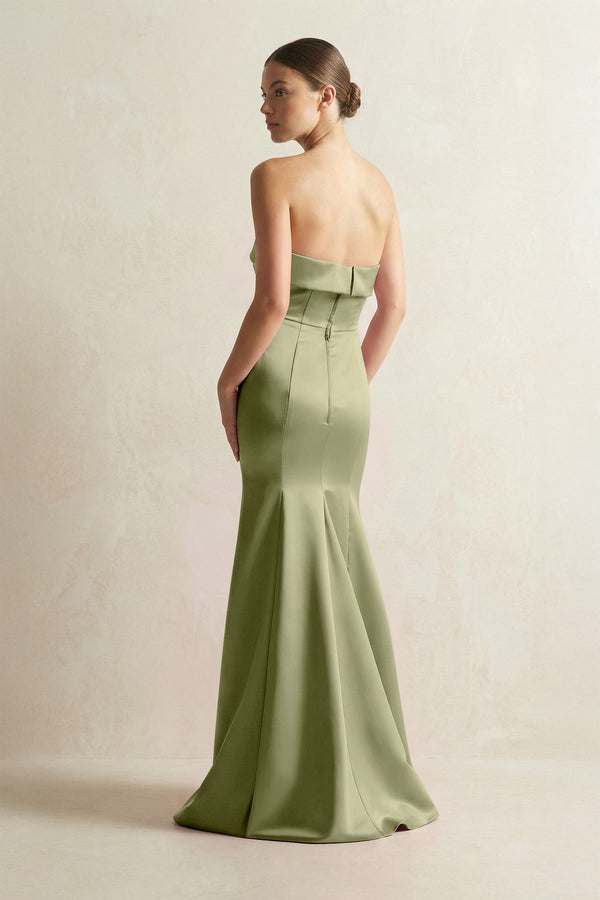 Strapless Satin Mermaid Bridesmaid Dress in Thyme - KISS BRIDAL Bridesmaid Dresses