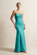 Strapless Satin Mermaid Bridesmaid Dress in Turquoise - KISS BRIDAL Bridesmaid Dresses