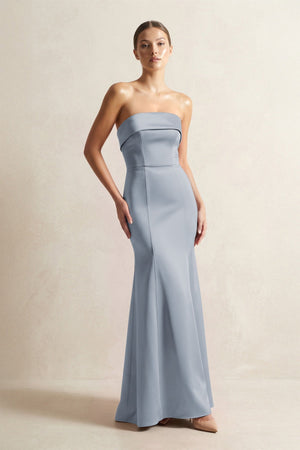 Strapless Satin Mermaid Bridesmaid Dress in Twilight - KISS BRIDAL Bridesmaid Dresses