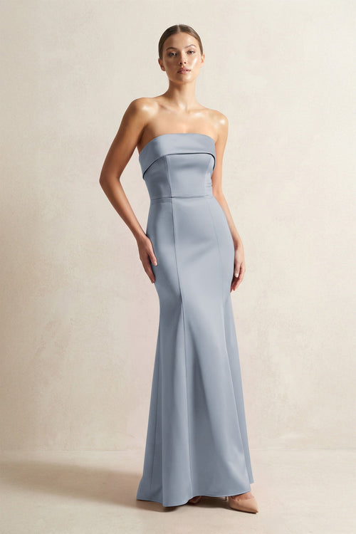 Strapless Satin Mermaid Bridesmaid Dress in Twilight - KISS BRIDAL Bridesmaid Dresses