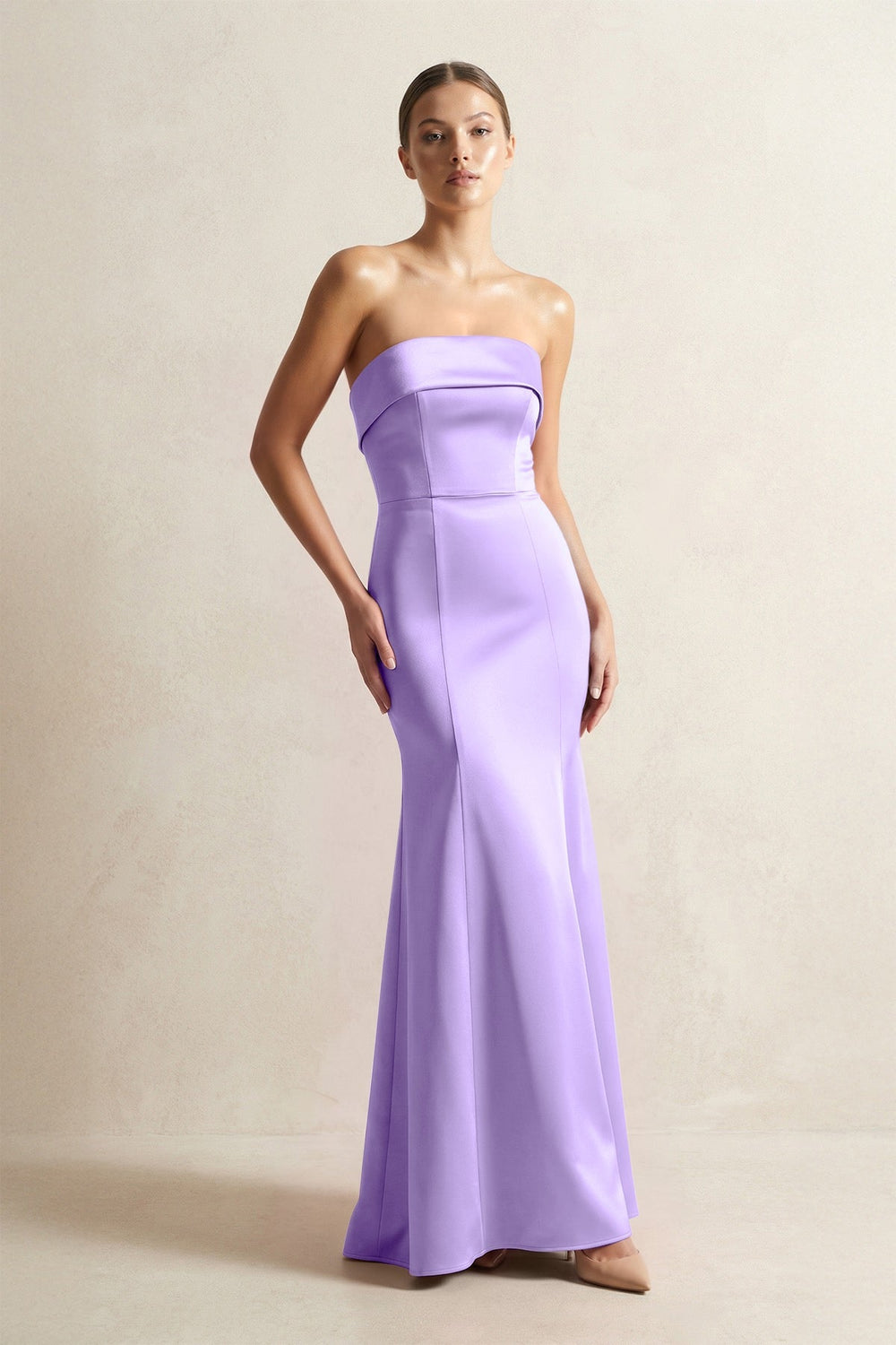 Strapless Satin Mermaid Bridesmaid Dress in Vintage Mauve - KISS BRIDAL Bridesmaid Dresses