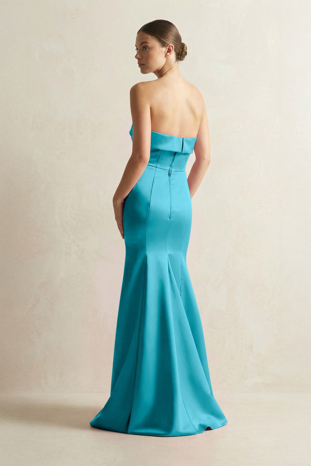 Strapless Satin Mermaid Bridesmaid Dress in Viridian Green - KISS BRIDAL Bridesmaid Dresses