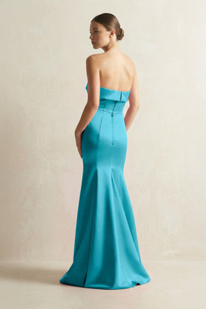 Strapless Satin Mermaid Bridesmaid Dress in Viridian Green - KISS BRIDAL Bridesmaid Dresses