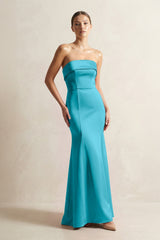 Strapless Satin Mermaid Bridesmaid Dress in Viridian Green - KISS BRIDAL Bridesmaid Dresses