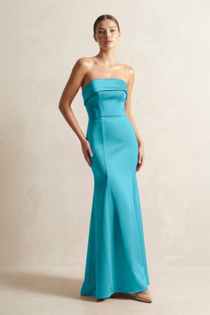 Strapless Satin Mermaid Bridesmaid Dress in Viridian Green - KISS BRIDAL Bridesmaid Dresses