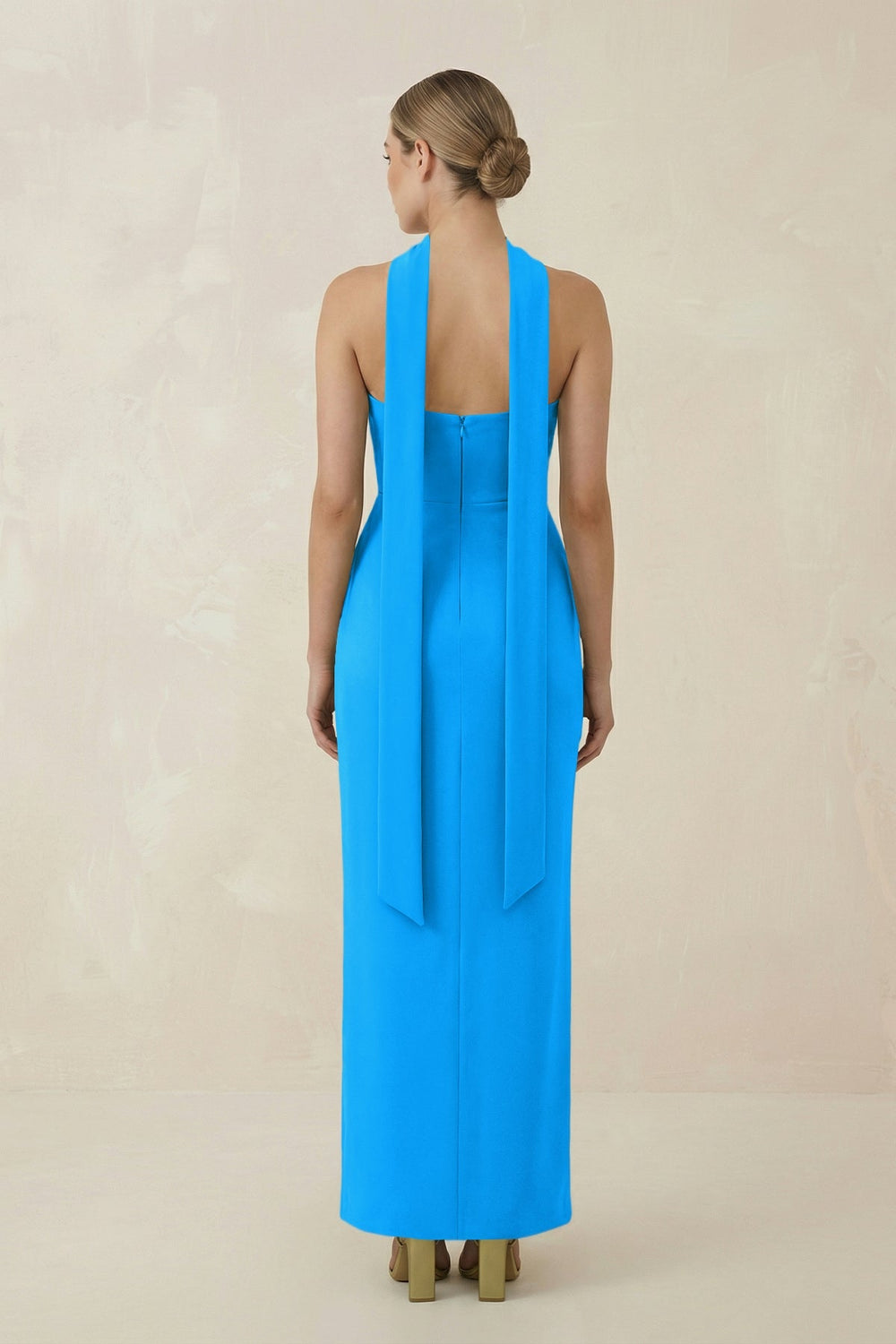 Strapless Sheath Midi Bridesmaid Dress With Ribbon in Blue Jay - KISS BRIDAL Bridesmaid Dresses