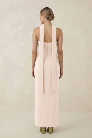 Strapless Sheath Midi Bridesmaid Dress With Ribbon in Buttercream - KISS BRIDAL Bridesmaid Dresses
