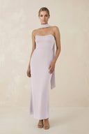 Strapless Sheath Midi Bridesmaid Dress With Ribbon in Dusk - KISS BRIDAL Bridesmaid Dresses