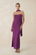Strapless Sheath Midi Bridesmaid Dress With Ribbon in Fig - KISS BRIDAL Bridesmaid Dresses