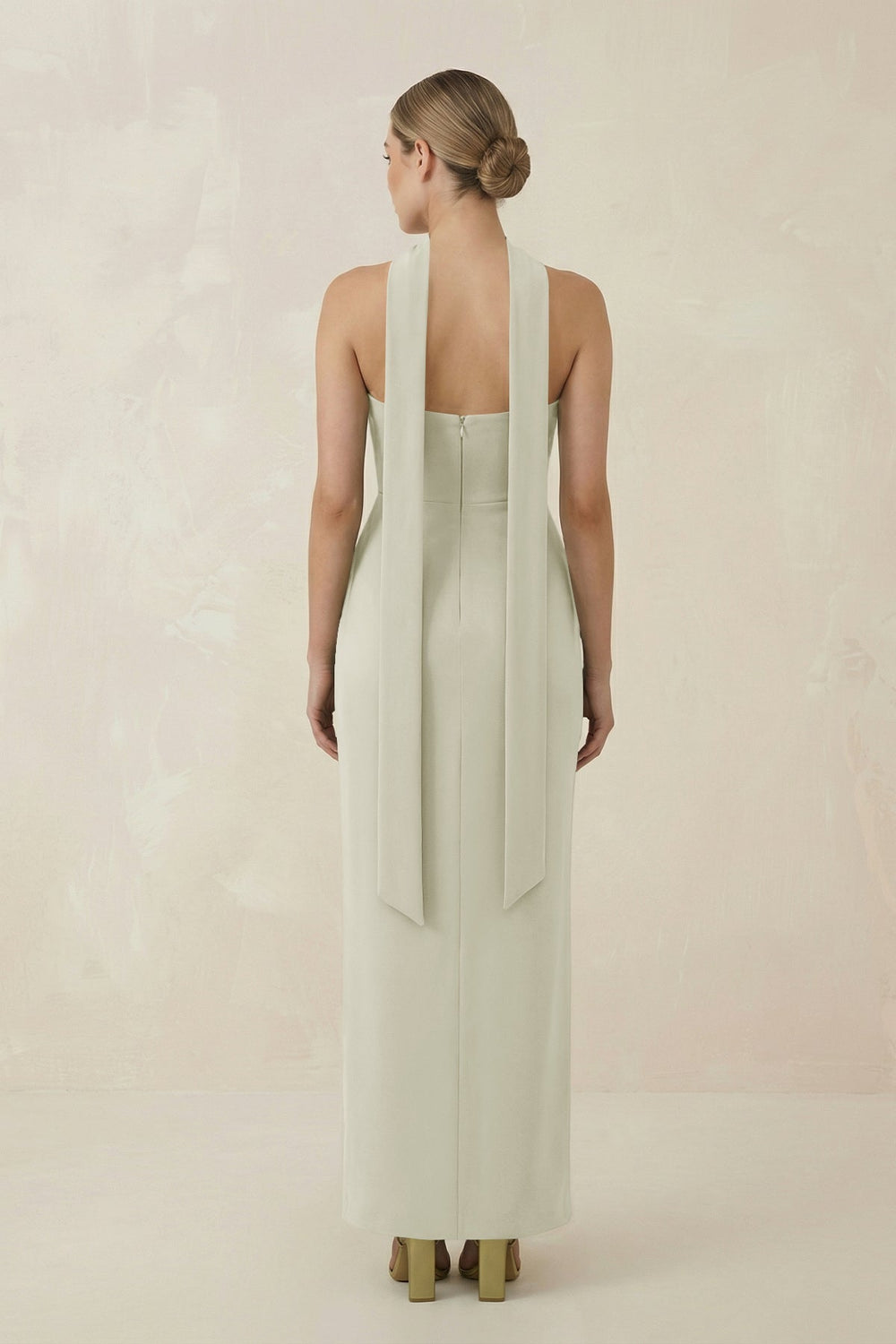 Strapless Sheath Midi Bridesmaid Dress With Ribbon in Frost - KISS BRIDAL Bridesmaid Dresses