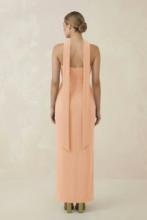 Strapless Sheath Midi Bridesmaid Dress With Ribbon in Golden Champagne - KISS BRIDAL Bridesmaid Dresses