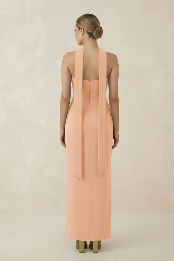 Strapless Sheath Midi Bridesmaid Dress With Ribbon in Golden Champagne - KISS BRIDAL Bridesmaid Dresses