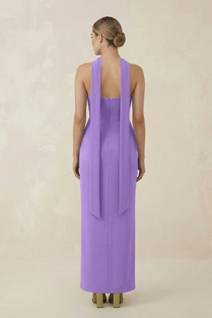 Strapless Sheath Midi Bridesmaid Dress With Ribbon in Lilac - KISS BRIDAL Bridesmaid Dresses