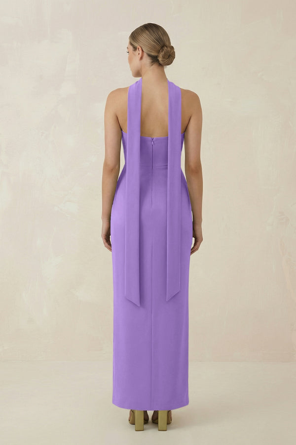 Strapless Sheath Midi Bridesmaid Dress With Ribbon in Lilac - KISS BRIDAL Bridesmaid Dresses