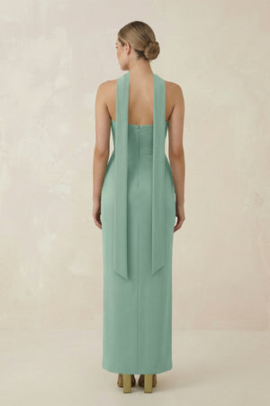 Strapless Sheath Midi Bridesmaid Dress With Ribbon in Mint Green - KISS BRIDAL Bridesmaid Dresses