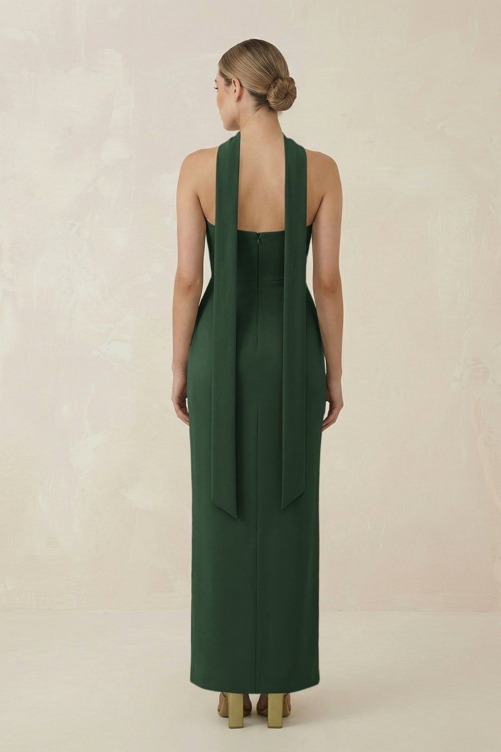 Strapless Sheath Midi Bridesmaid Dress With Ribbon in Moss - KISS BRIDAL Bridesmaid Dresses