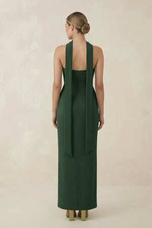 Strapless Sheath Midi Bridesmaid Dress With Ribbon in Moss - KISS BRIDAL Bridesmaid Dresses